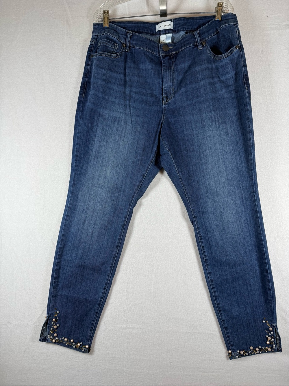 Lane Bryant Medium Blue Wash Ankle Jeans with Rhinestone Embellished Size 18